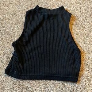 Plain black cropped tank top